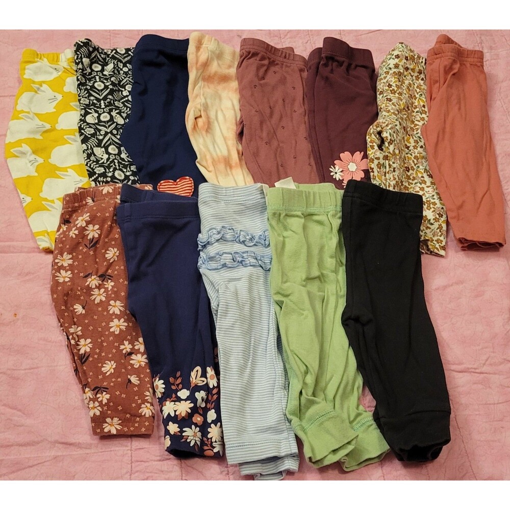 Lot Of 13 Baby Girl Size 6 Month Pants  Mostly Carters Colorful Bundle